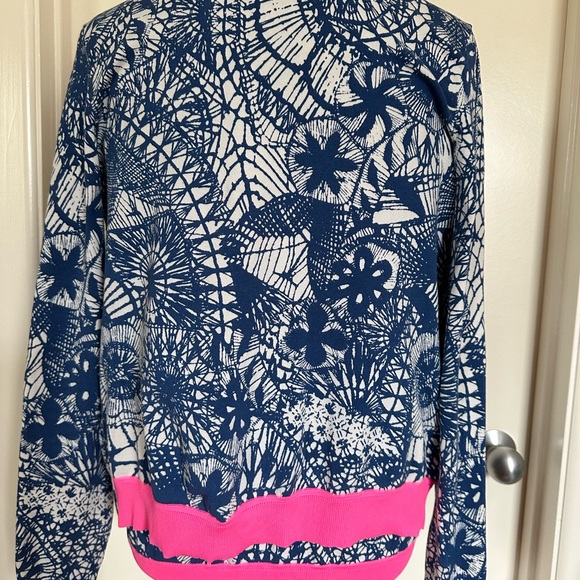 Tory Burch sweater set navy white hot pink cardigan and matching tee VG s/p - Picture 3 of 8